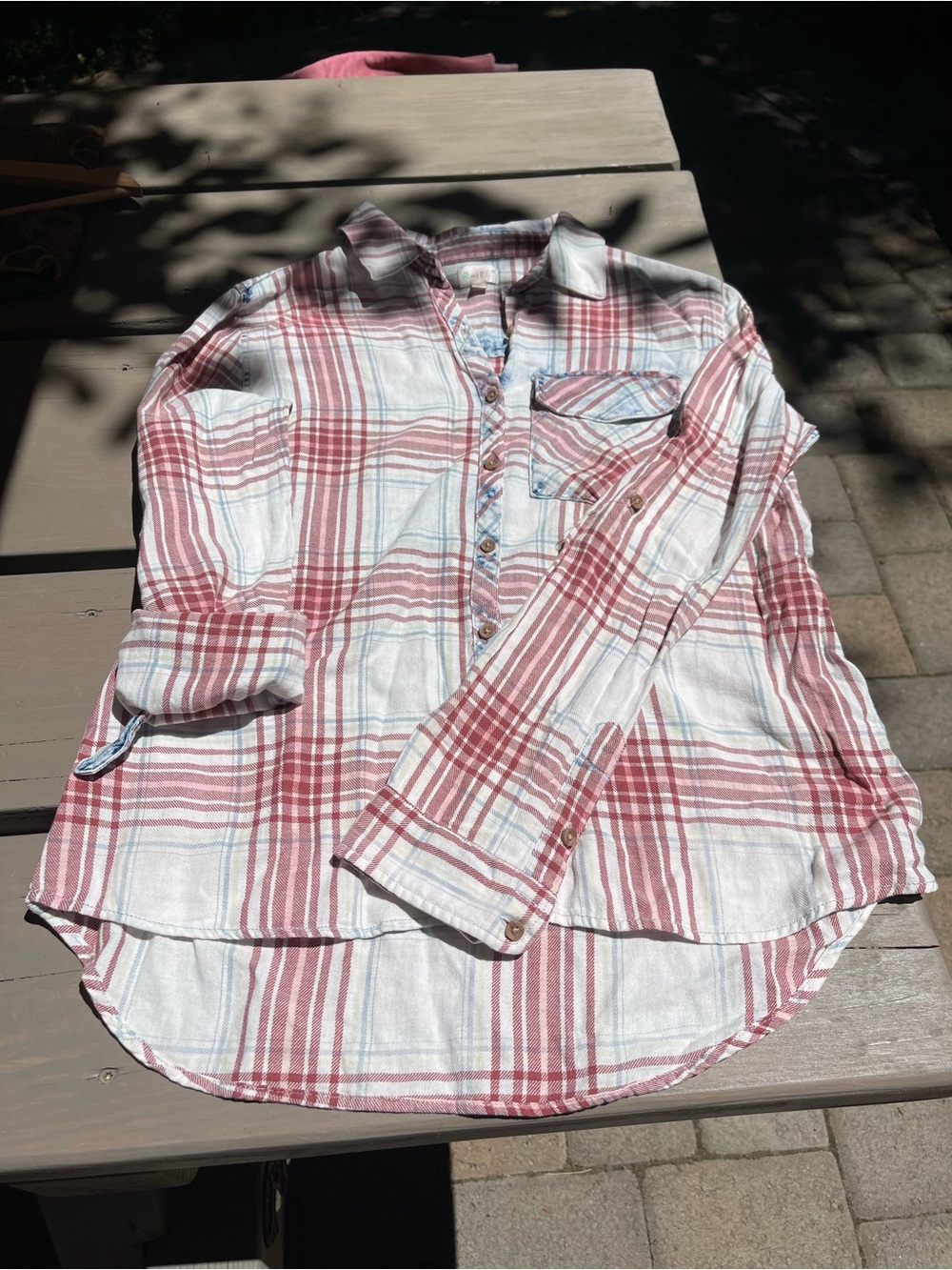 love, Fire White and Red Plaid Button-Down Men's Shirt